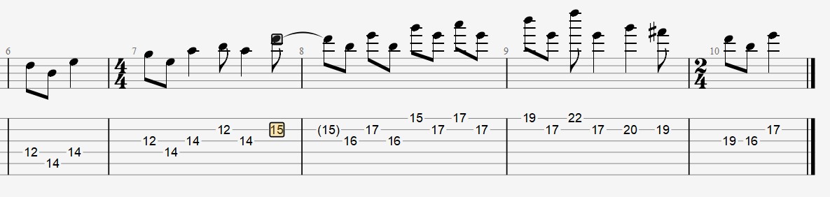 Digitacion de parte del intro de "Panic Attack" de Judas Priest